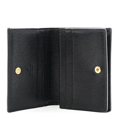 Gucci Textured Calfskin Double G Strawberry Card Case Black White 5 of 9