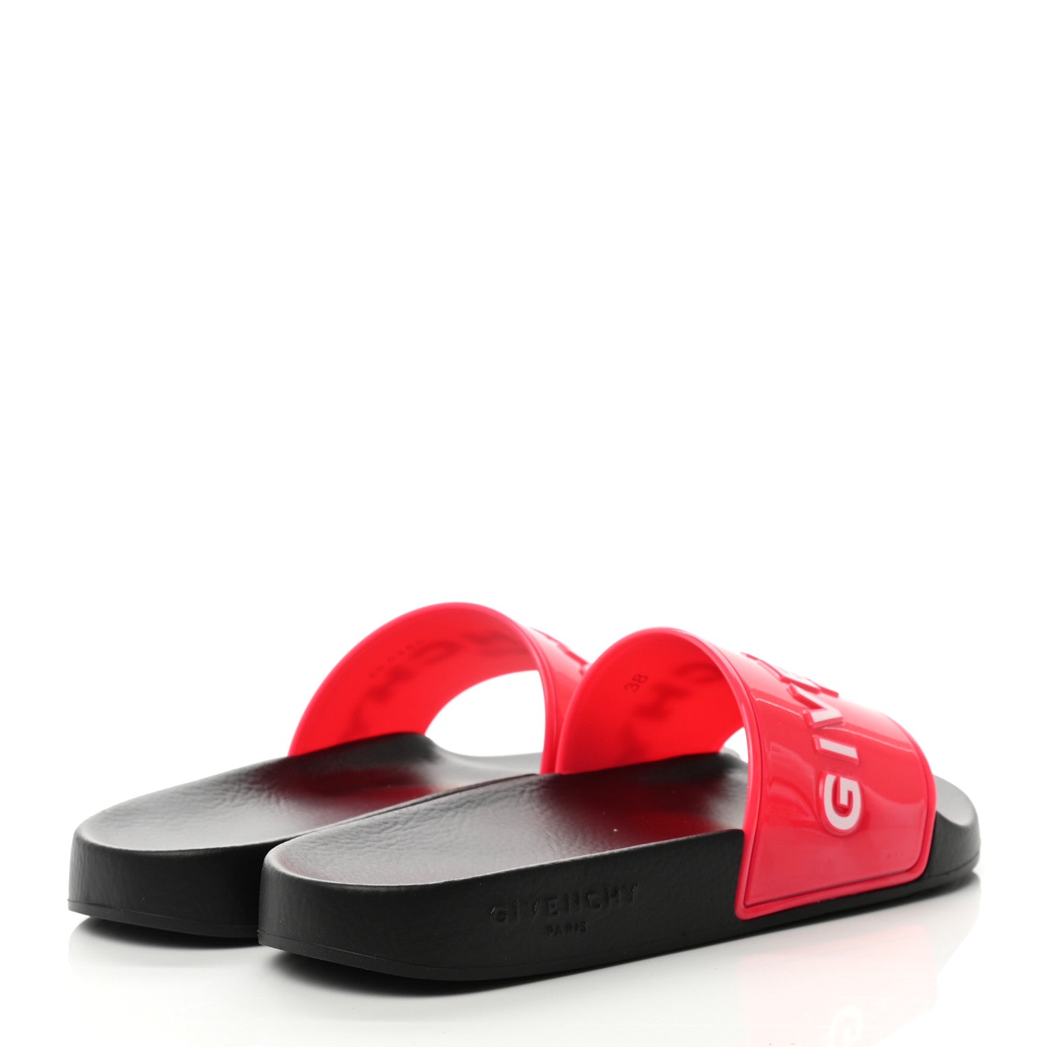 Givenchy Metallic Rubber Logo Pool Slide Sandals 38 Neon Pink 4 of 9