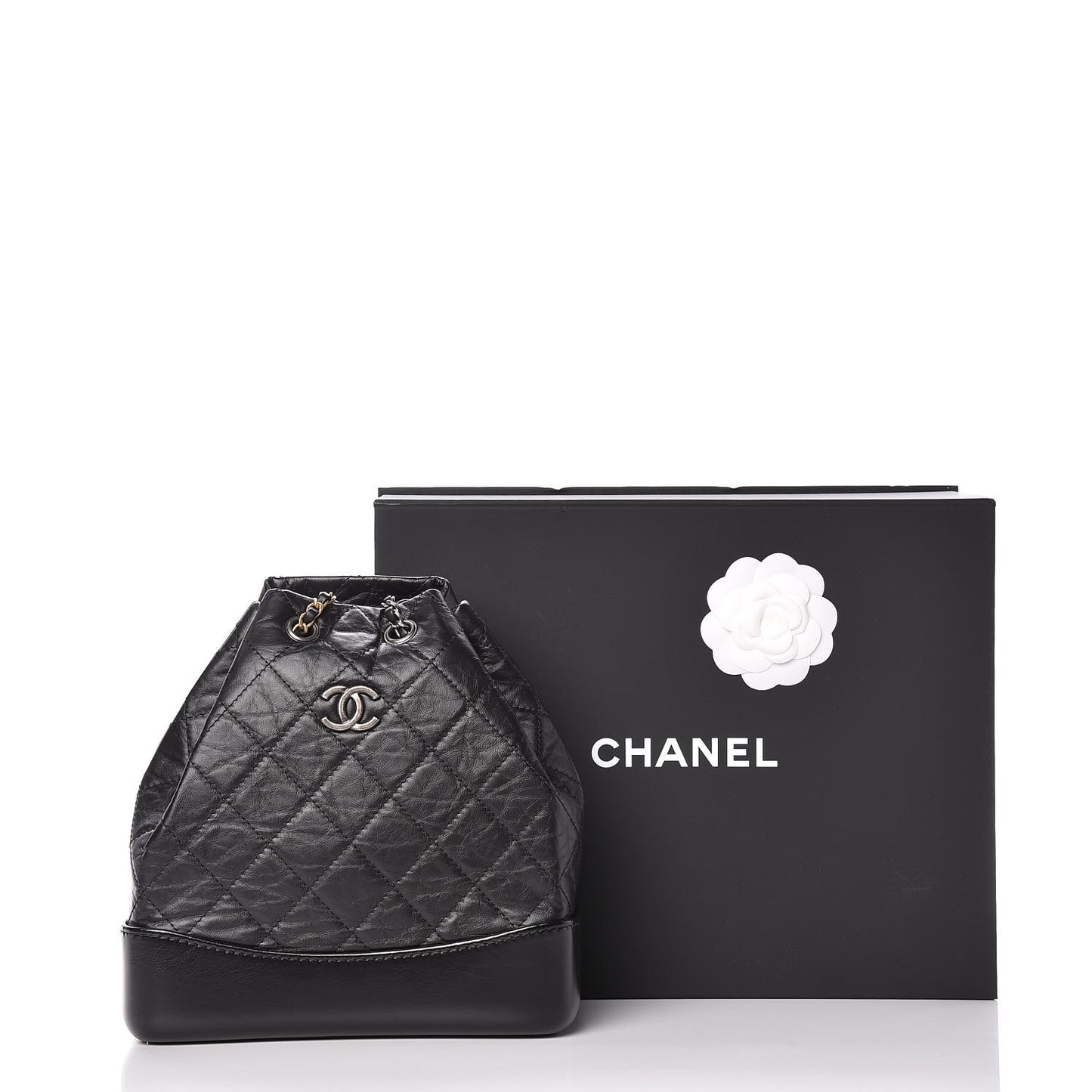 Aged Calfskin Quilted Small Gabrielle Backpack Black