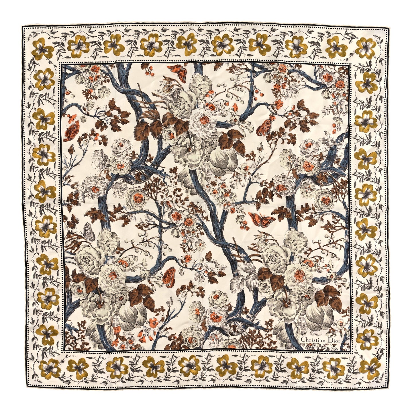 Silk Tree Scarf White Multicolor