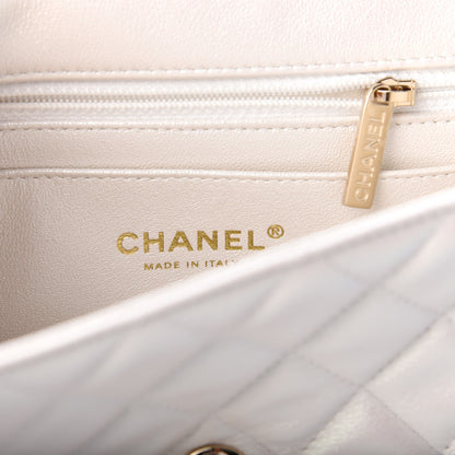 Chanel Iridescent Calfskin Quilted Mini Rectangular Flap White 8 of 9