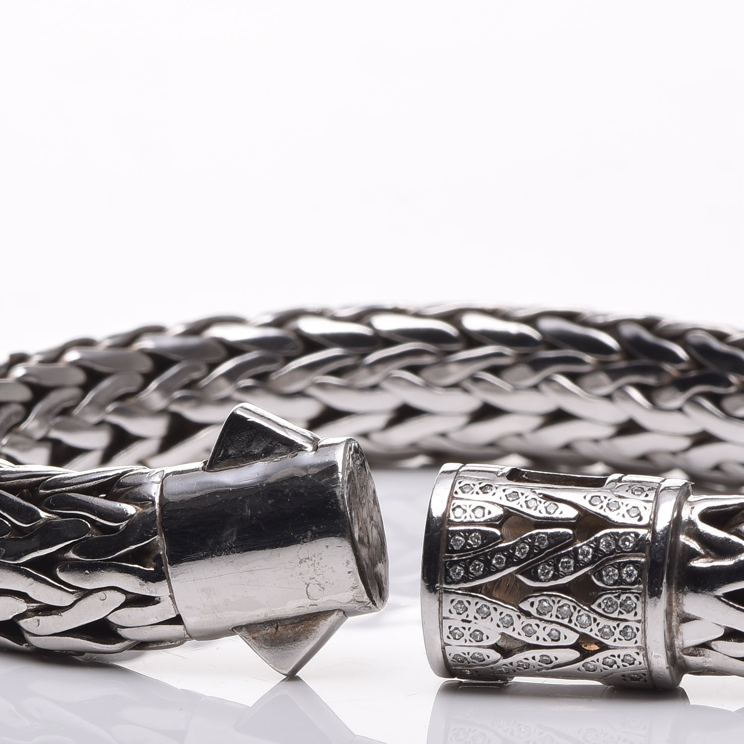 John Hardy Sterling Silver 18K Gold Diamond 11mm Classic Chain Bracelet 6 of 6