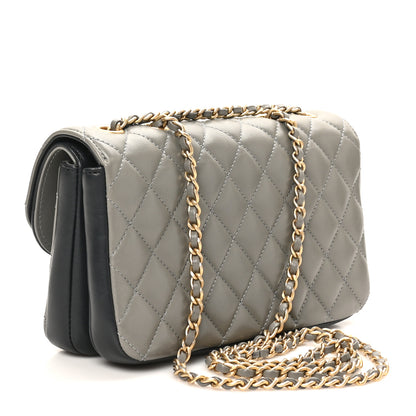 Chanel Lambskin Quilted Small CC Chic Flap Grey Dark Navy 3 of 10