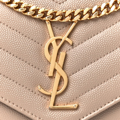 Saint Laurent Grain De Poudre Matelasse Chevron Monogram Chain Wallet Dark Beige 8 of 14