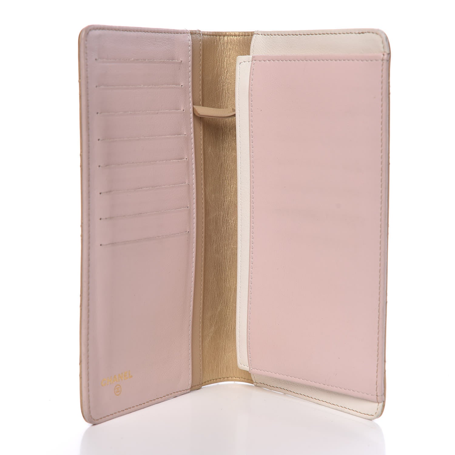 Chanel Metallic Calfskin Diamond Stitched Yen Wallet Gold 5 of 11