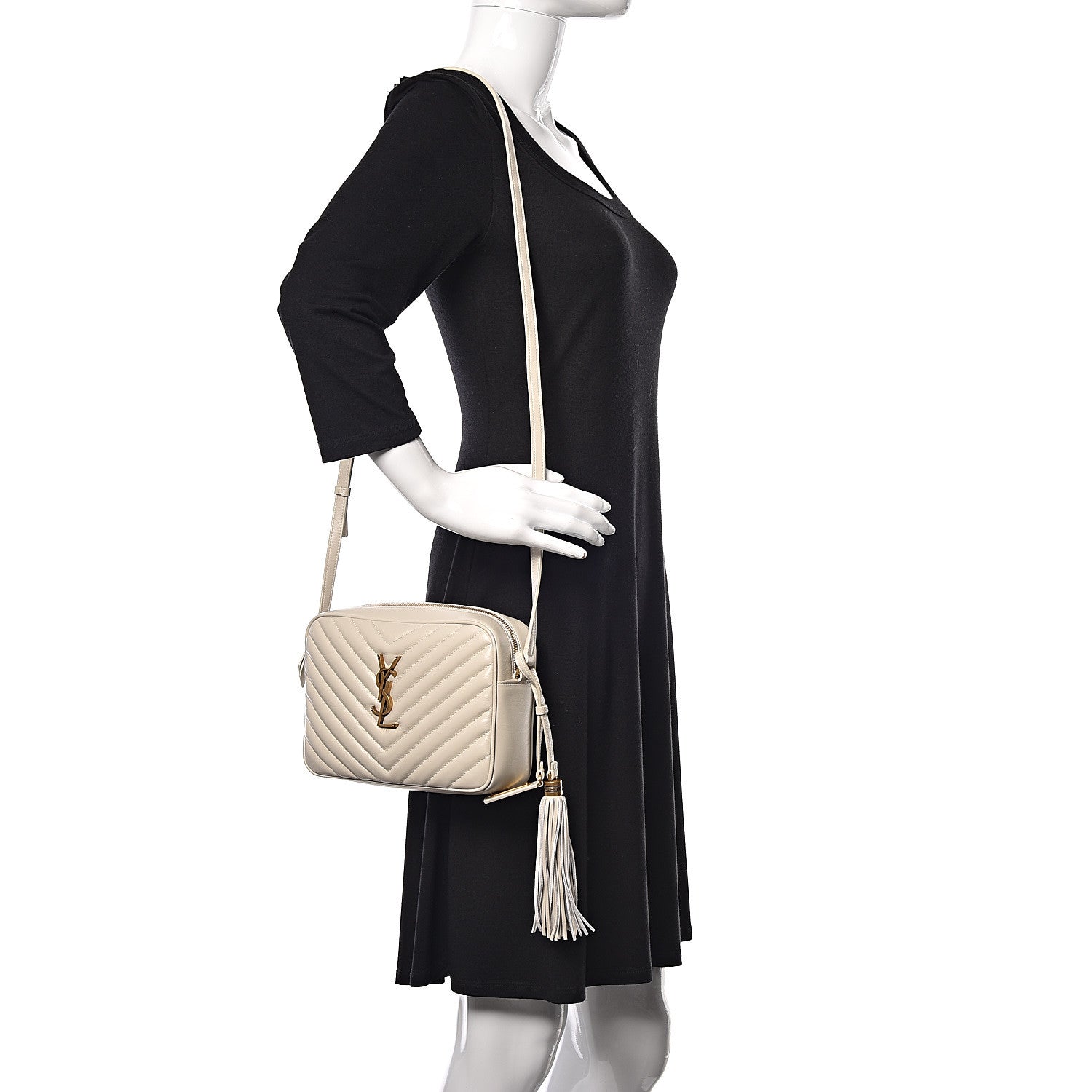 Saint Laurent Calfskin Matelasse Monogram Lou Camera Bag Crema Soft 2 of 9