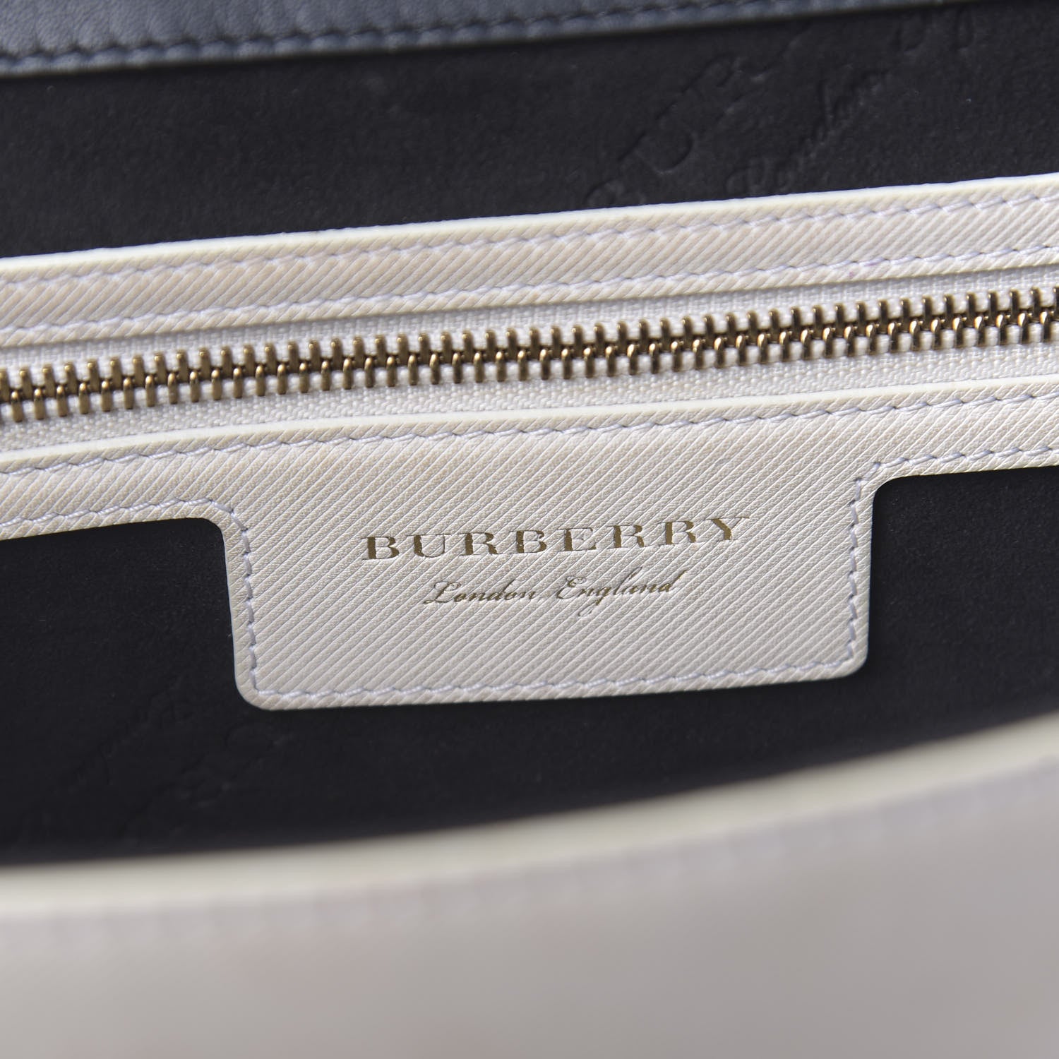 Burberry Trench Calfskin Medium DK88 Top Handle Bag Ivory Navy 8 of 10