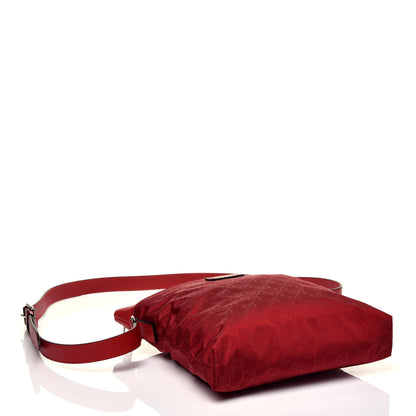 Gucci Nylon Monogram Dollar Calfskin Flat Messenger Bag Vibrant Red 4 of 9