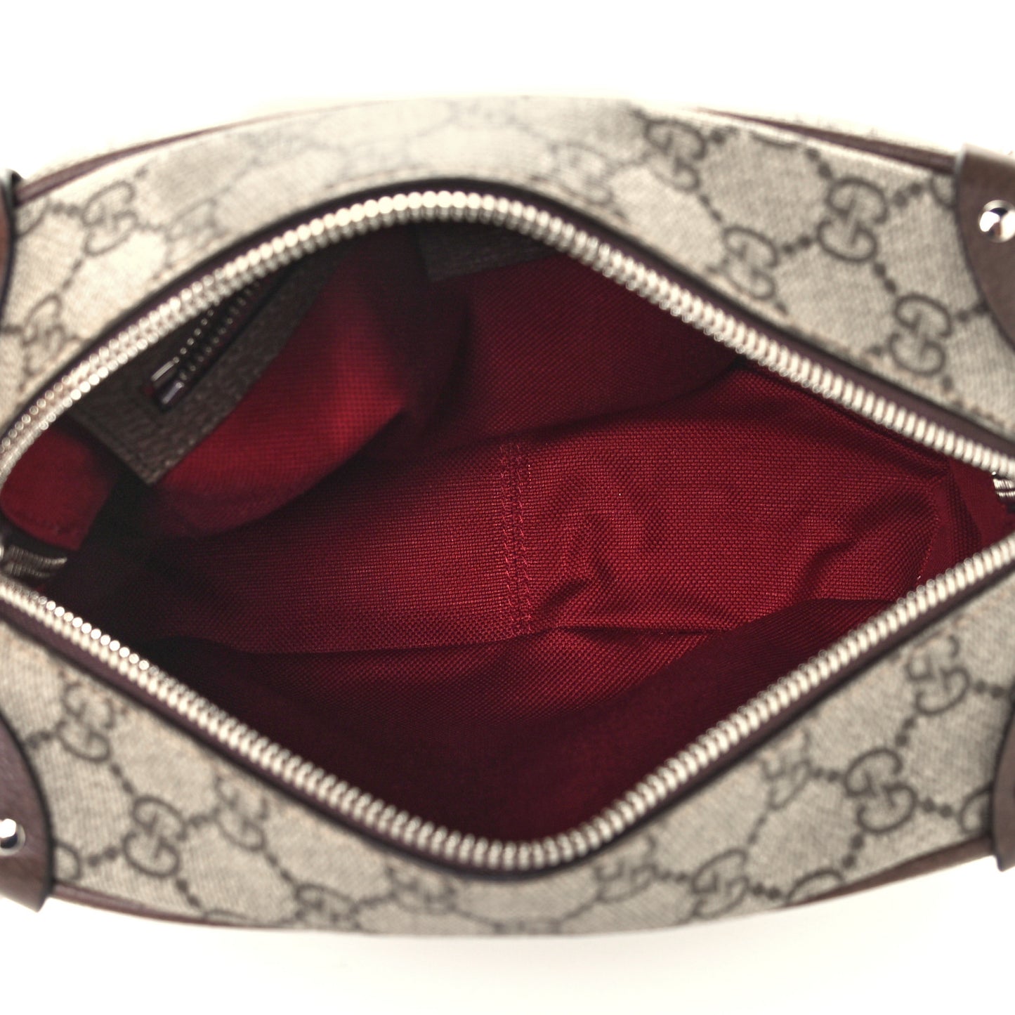 GG Supreme Monogram Textured Calfskin Square Messenger Bag Beige Ebony New Acero