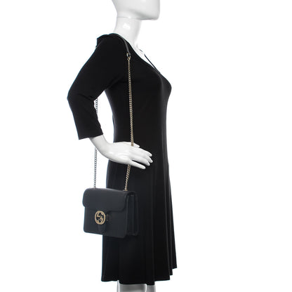 Gucci Dollar Calfskin Small Interlocking G Shoulder Bag Black 2 of 9