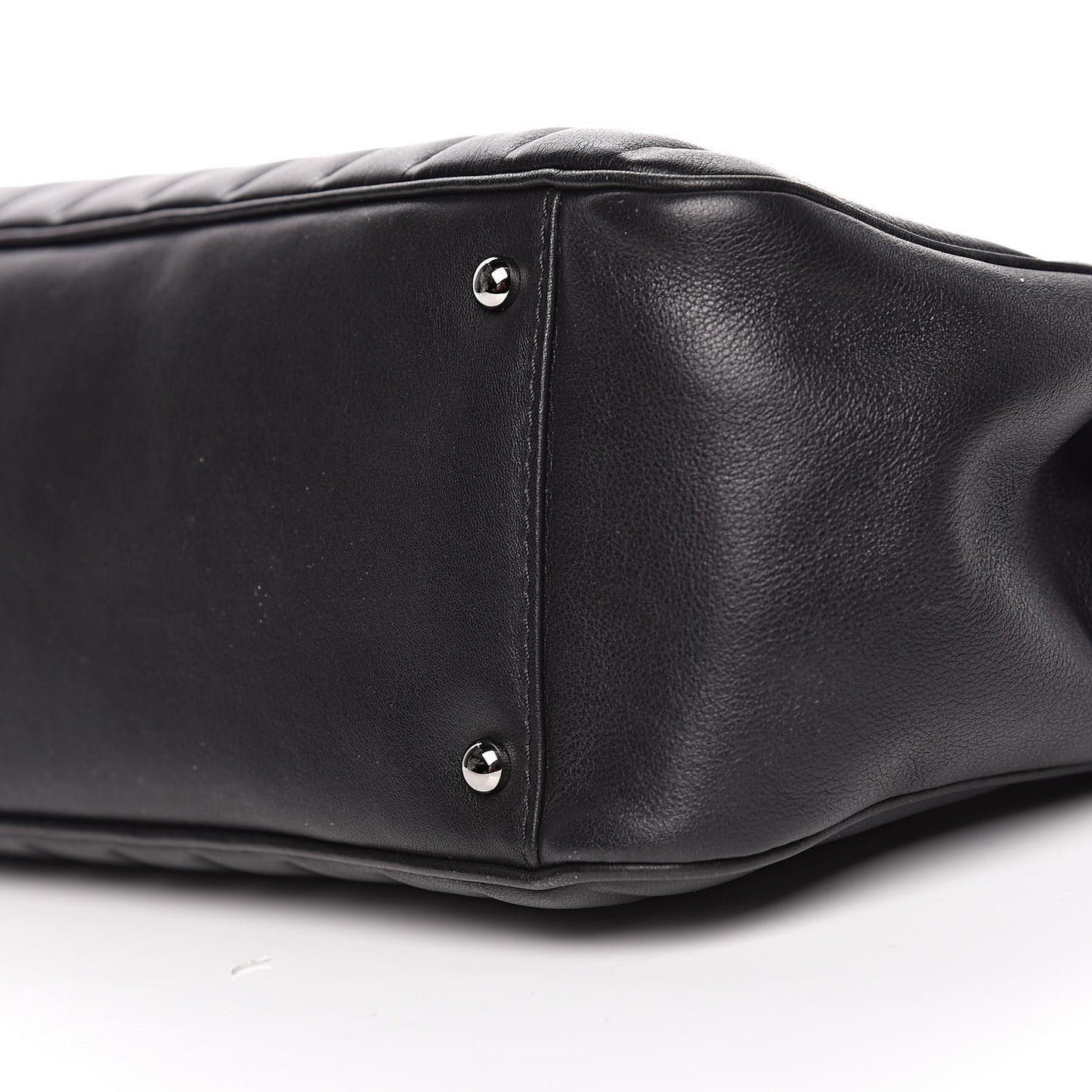 Calfskin Vertical Quilted Lax East West Shoulder Bag Black