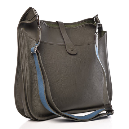 Hermes Taurillon Clemence Amazone Evelyne III TGM Vert De Gris 3 of 10