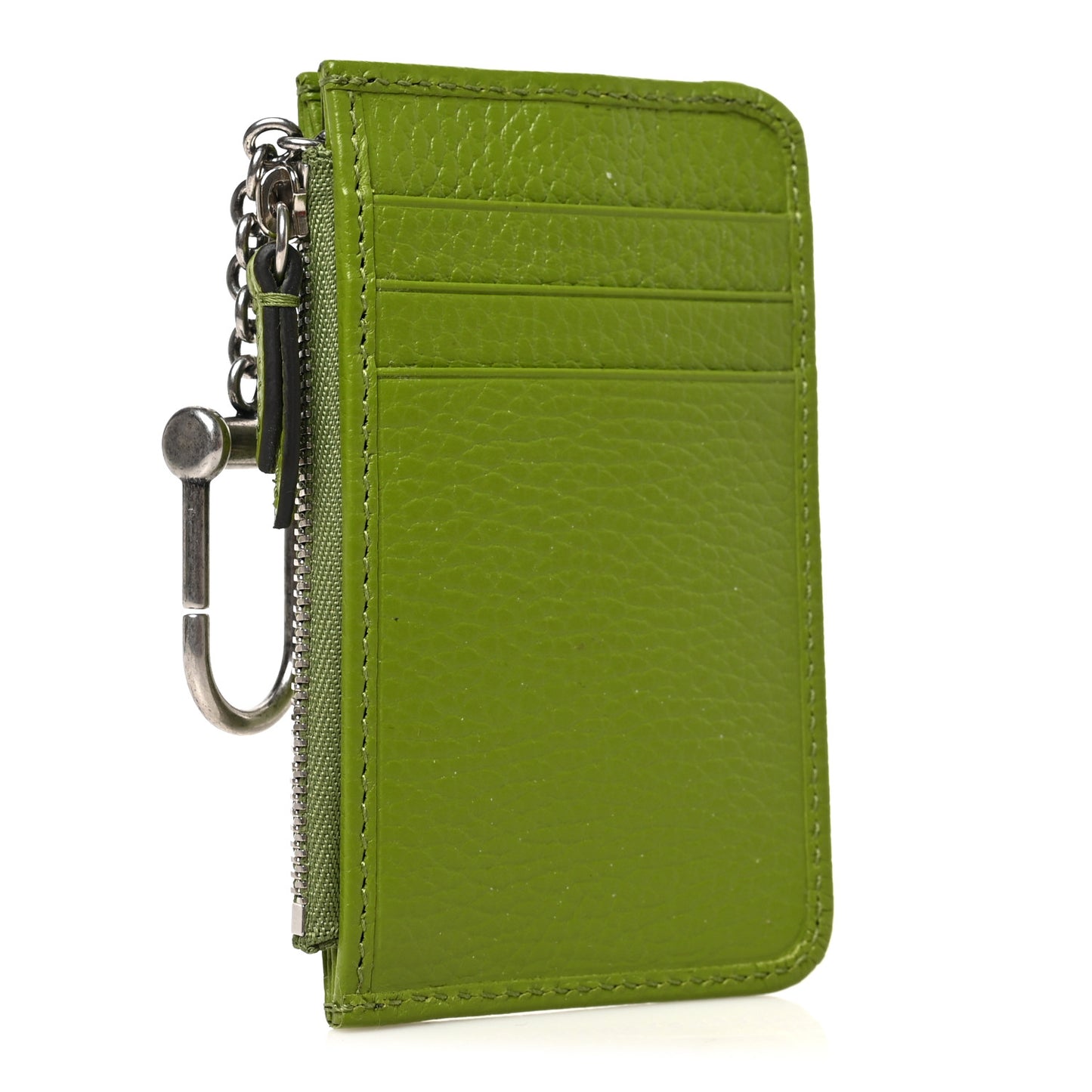 Dollar Calfskin Enamel Monochrome GG Marmont Key Case Card Holder Lemon Leaf