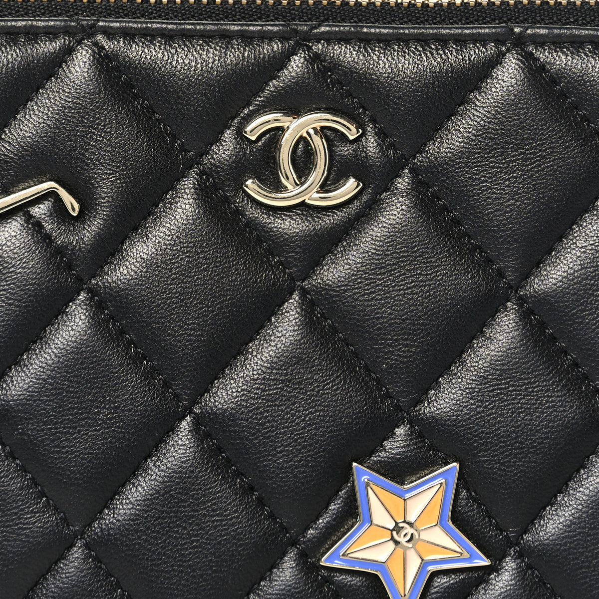 Chanel Lambskin Quilted Hollywood Charms Cosmetic Case Black 8 of 9