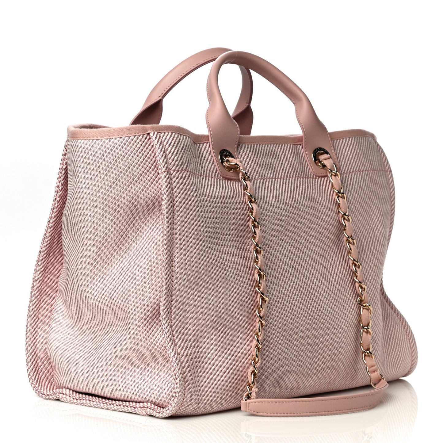 Mixed Fibers Calfskin Medium Deauville Tote Rose Pink