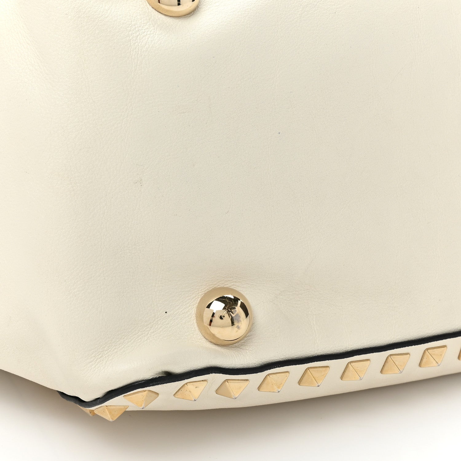 Valentino Garavani VALENTINO GARAVANI Vitello Medium Rockstud Tote Ivory 13 of 14