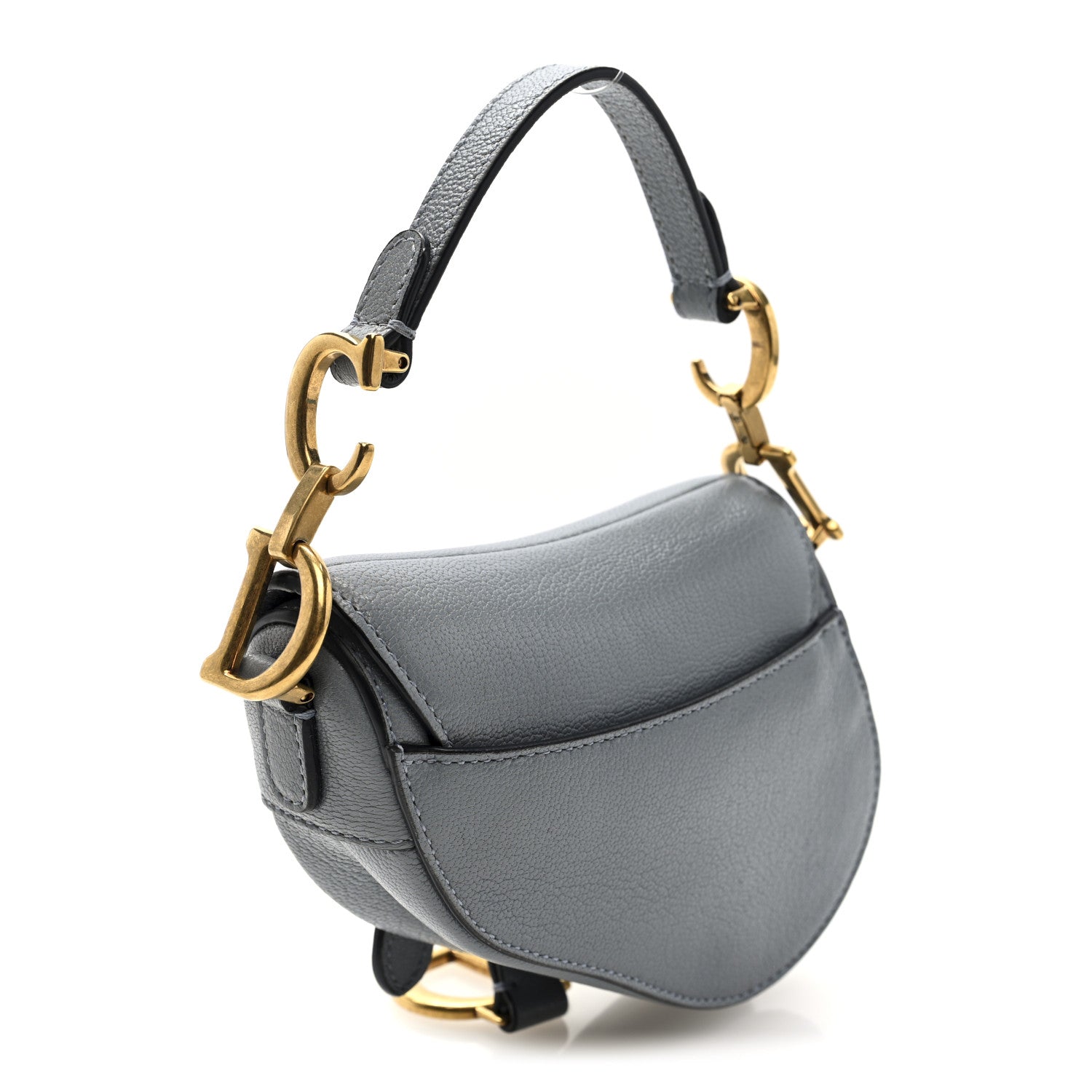 Christian Dior Grained Calfskin Mini Saddle Bag Sky Blue 3 of 9