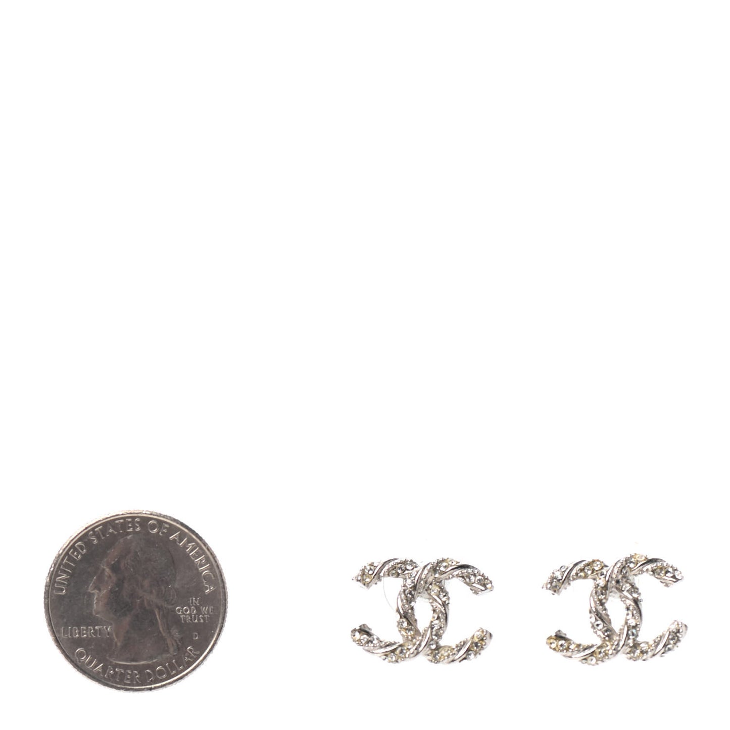 Crystal CC Twisted Earrings Silver