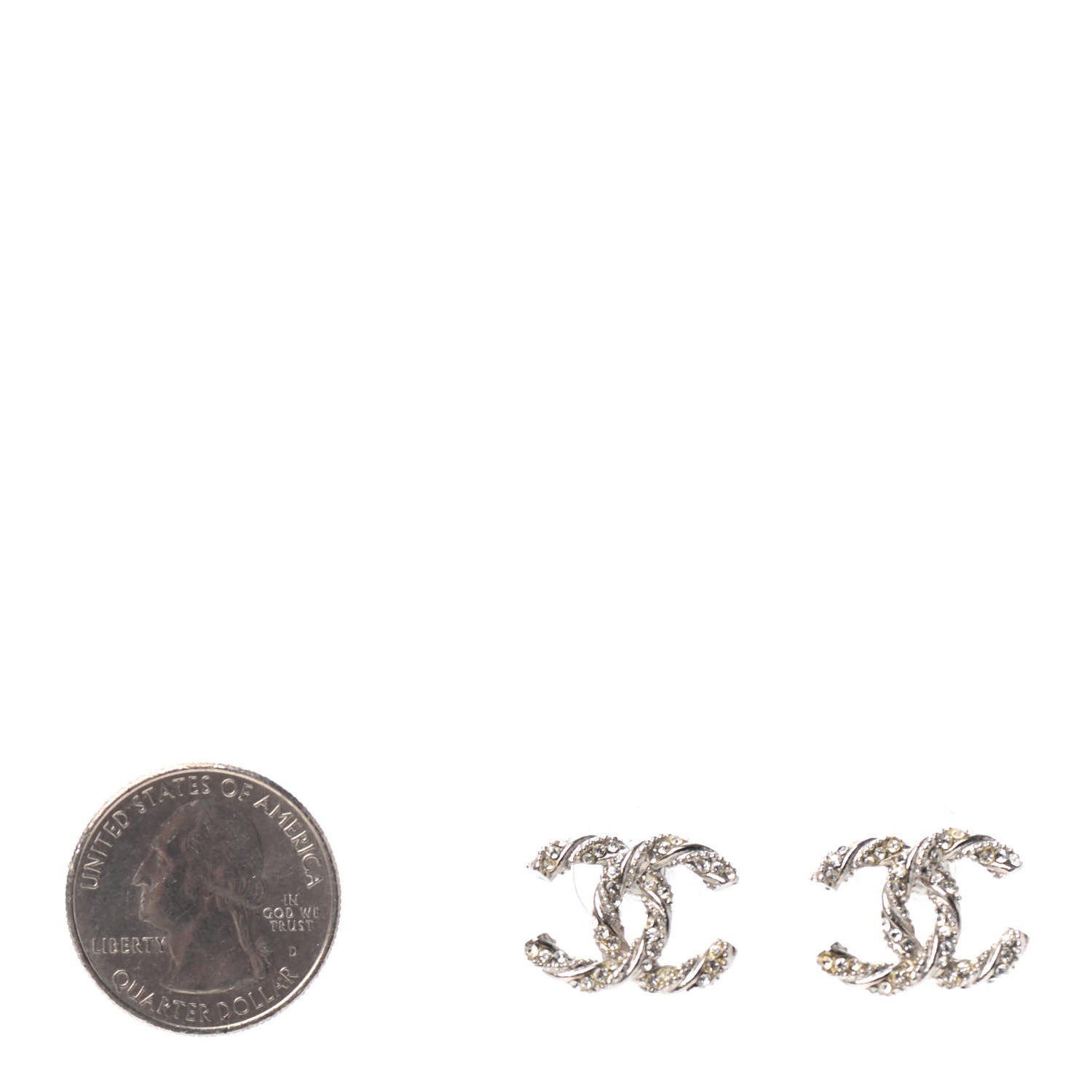 Chanel Crystal CC Twisted Earrings Silver 2 of 4