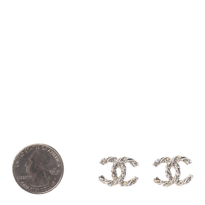 Chanel Crystal CC Twisted Earrings Silver 2 of 4
