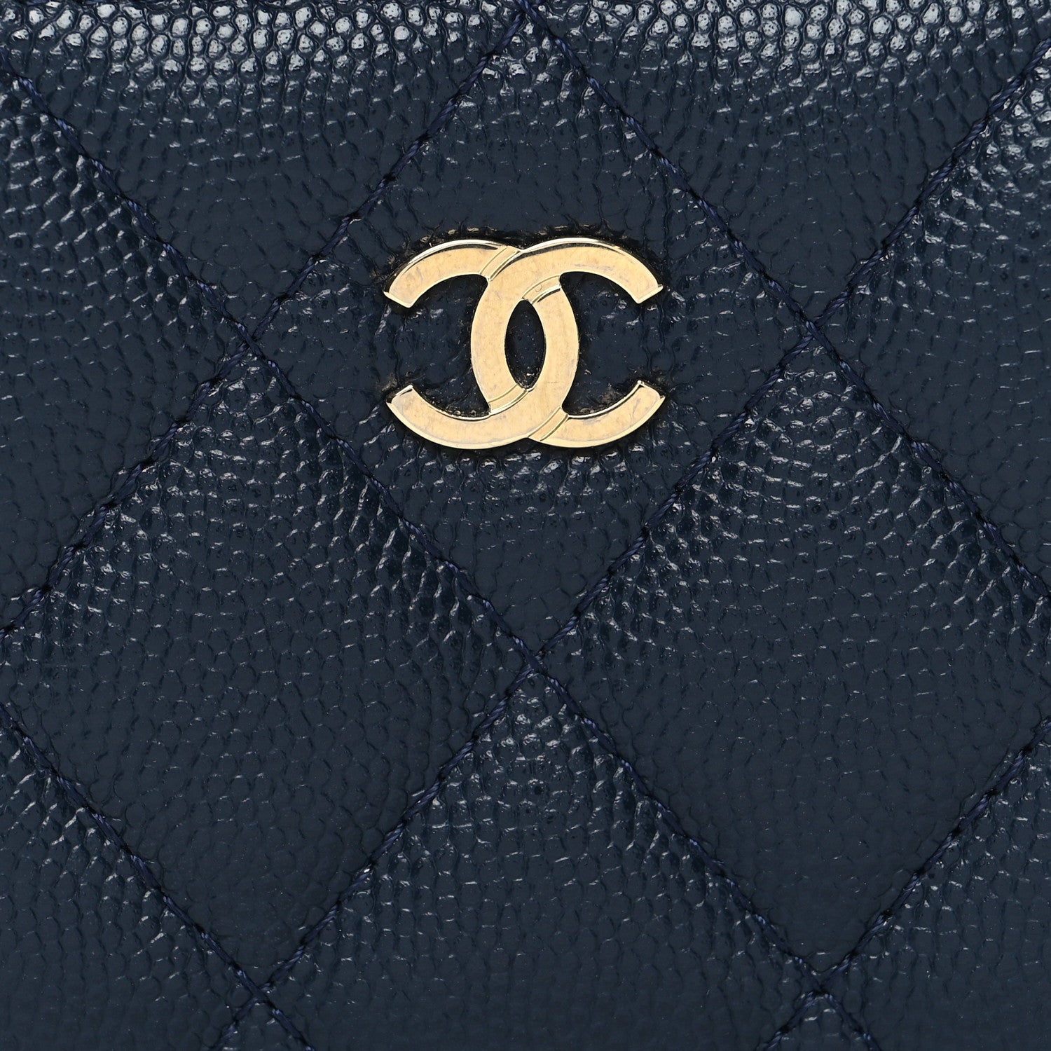 Chanel Caviar Quilted Zip Card Holder Navy 8 of 8