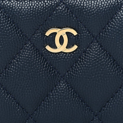 Chanel Caviar Quilted Zip Card Holder Navy 8 of 8