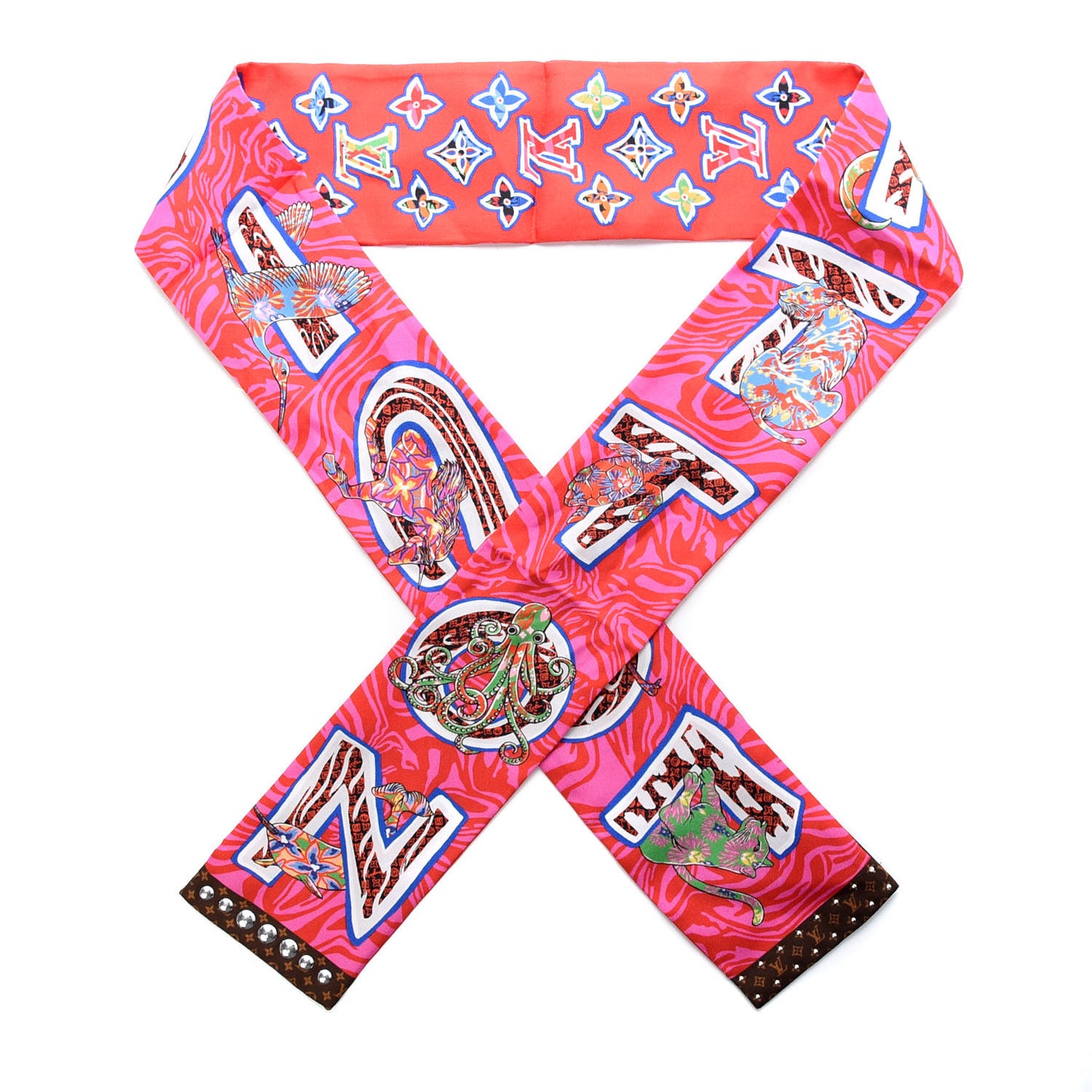 Silk Monogram ABC Bandeau Rose Pop