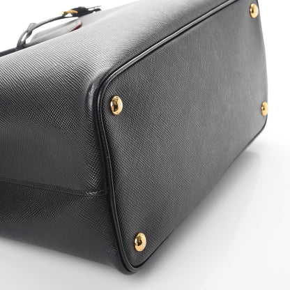Prada Saffiano Cuir Medium Double Bag Black Fuoco 8 of 10