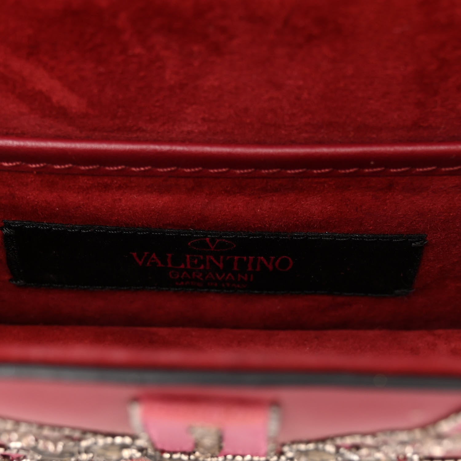 Valentino Garavani Vitello Crystal Loveblade Embellished Mini Glam Lock Rockstud Flap Rubino 6 of 14