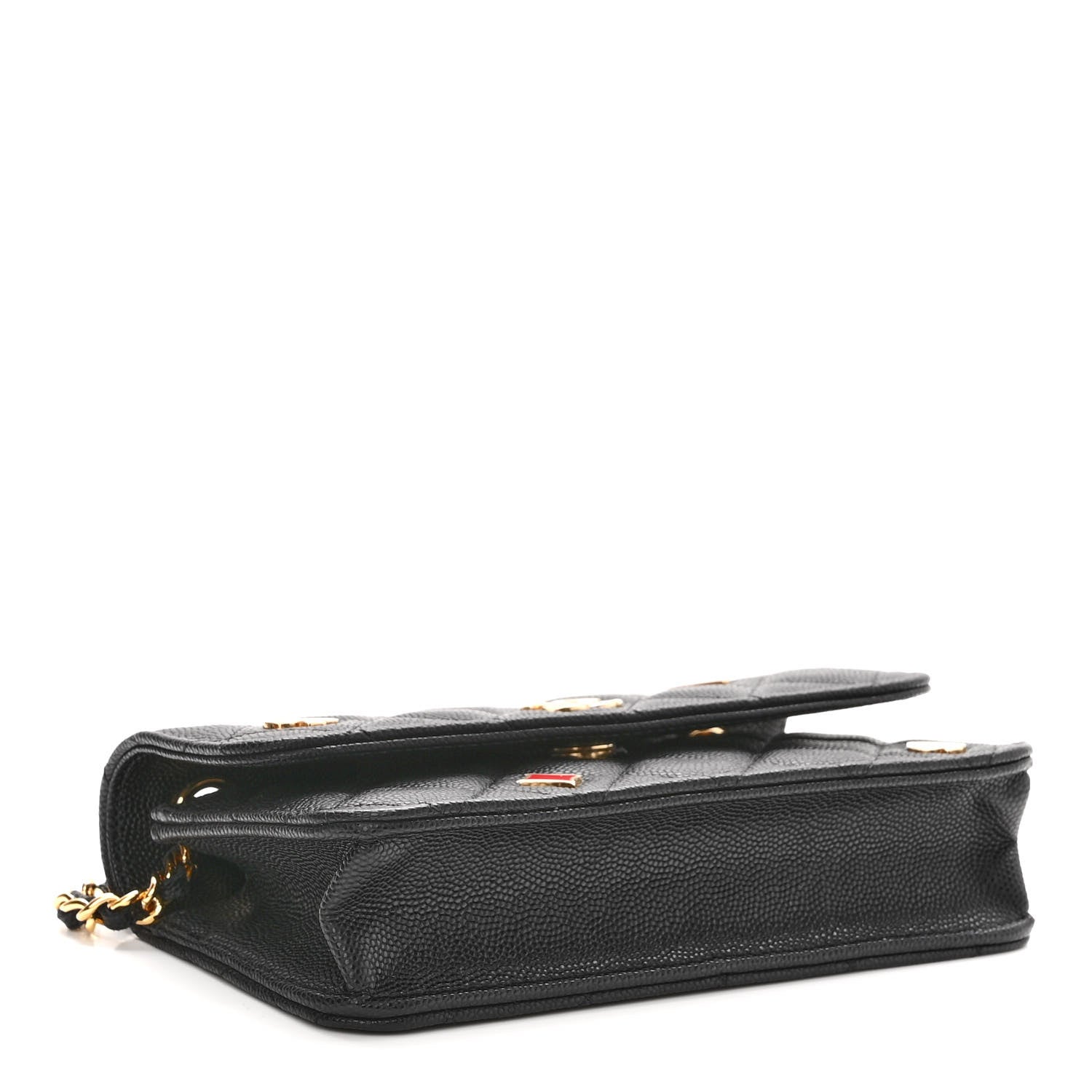 Chanel Caviar Quilted Enamel Coco Casino Flap Phone Holder With Chain Black 4 of 11
