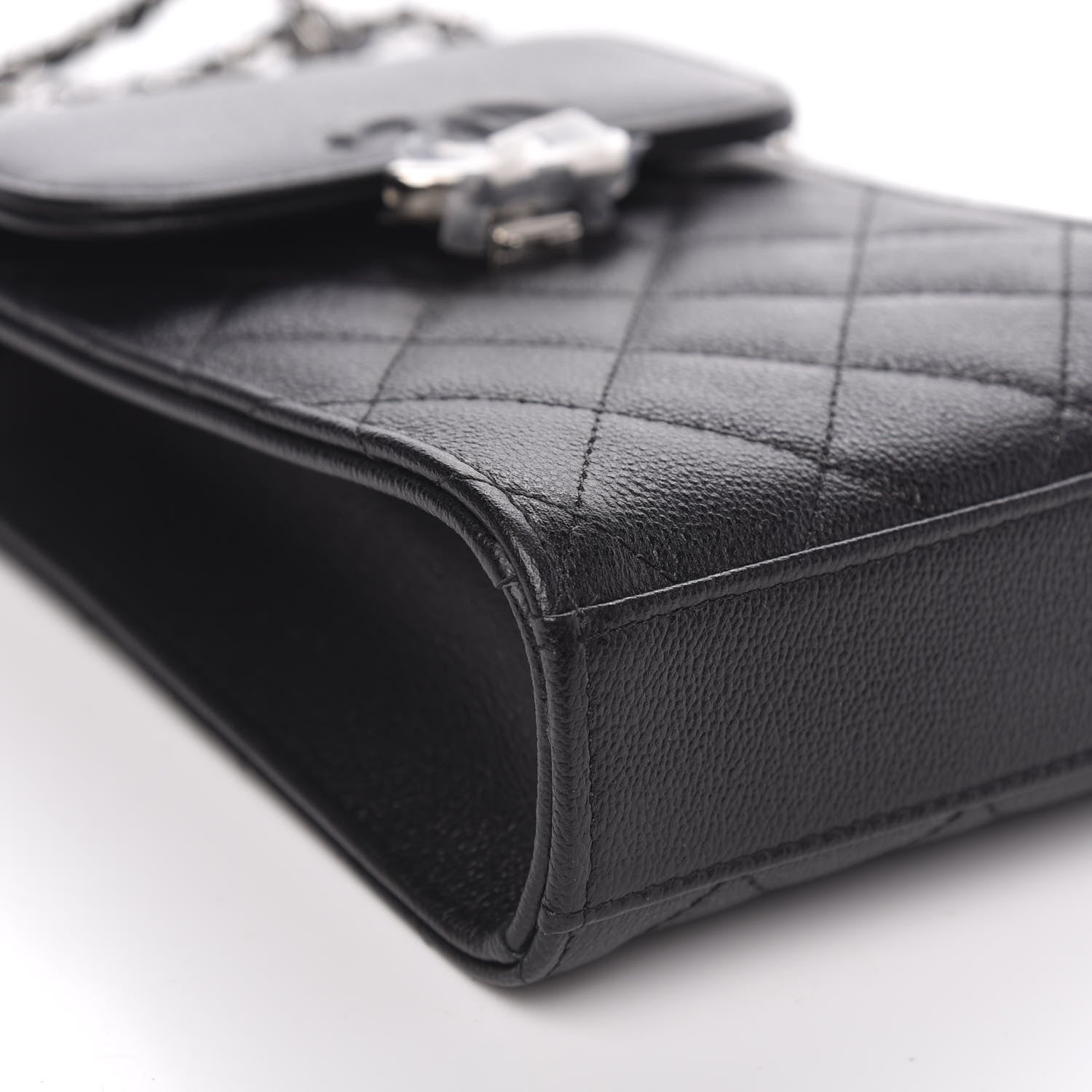 Chanel Grained Calfskin Quilted CC Box Clutch With Chain Black 9 of 12