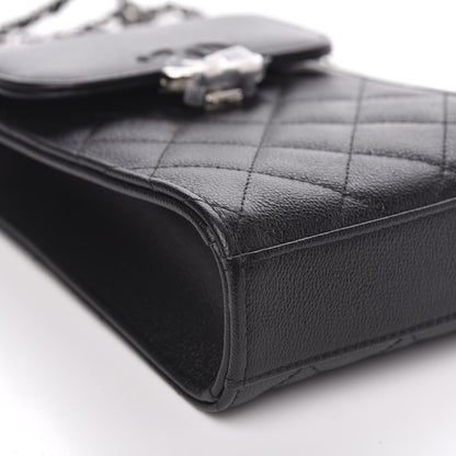 Chanel Grained Calfskin Quilted CC Box Clutch With Chain Black 9 of 12