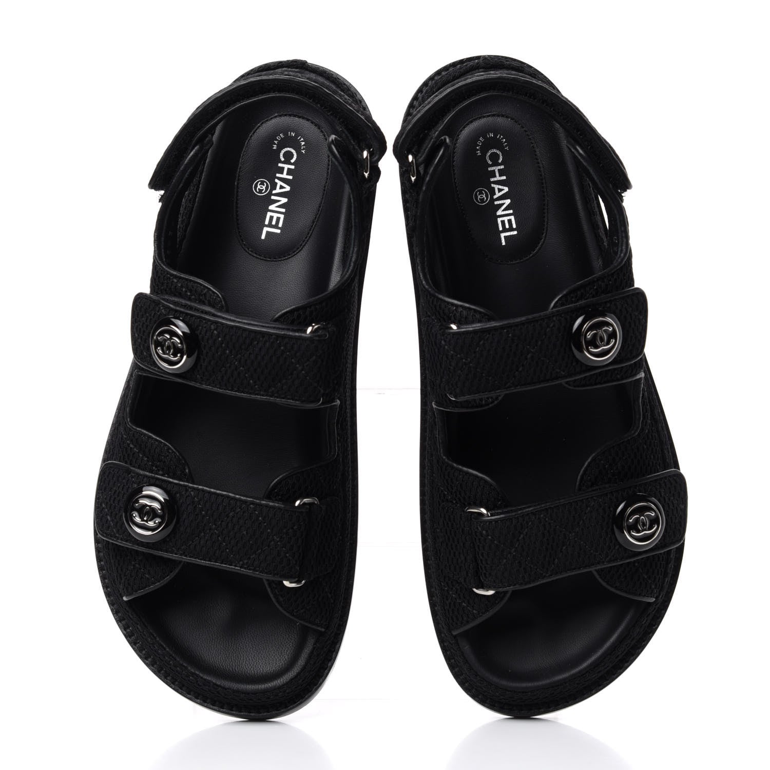 Chanel Fabric Velcro Dad Sandals 38 Black 5 of 11