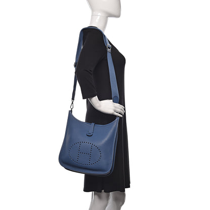 Hermes Taurillon Clemence Evelyne III PM Bleu Agate 2 of 11