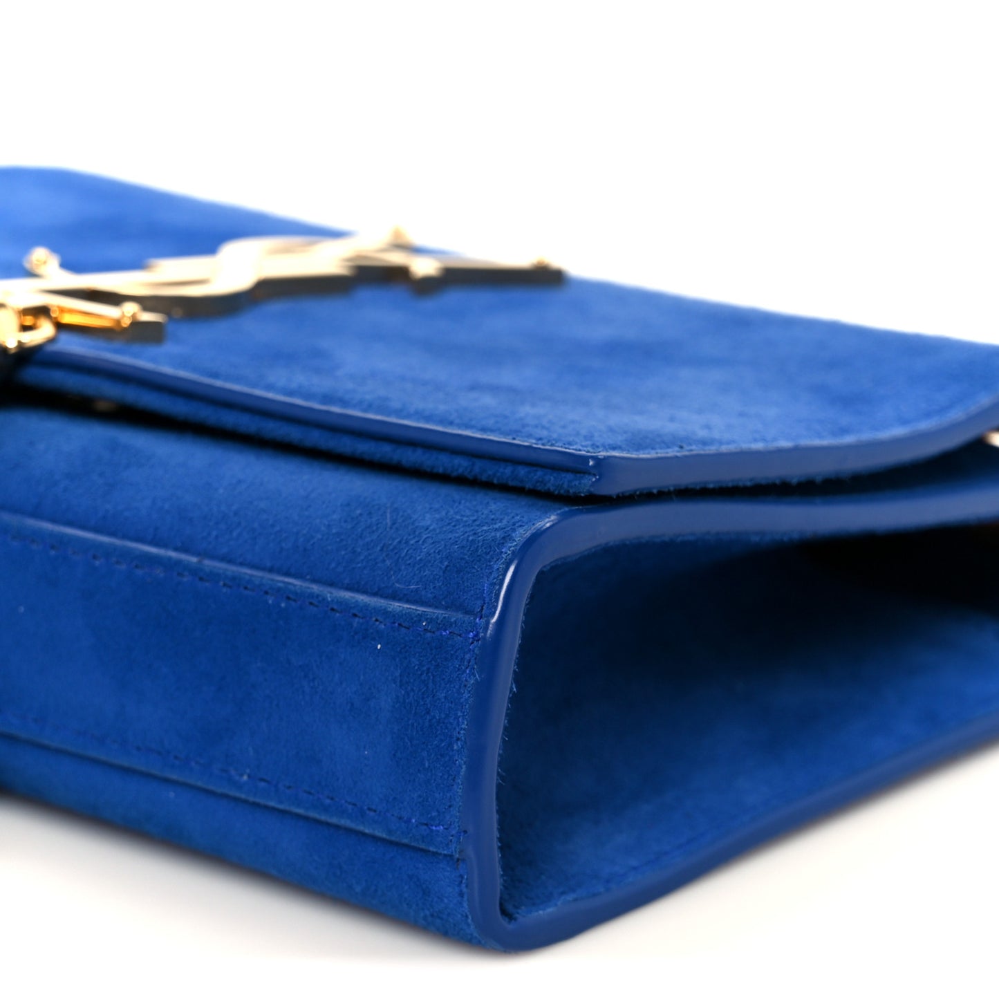 Suede Small Classic Monogram Kate Tassel Satchel Blue