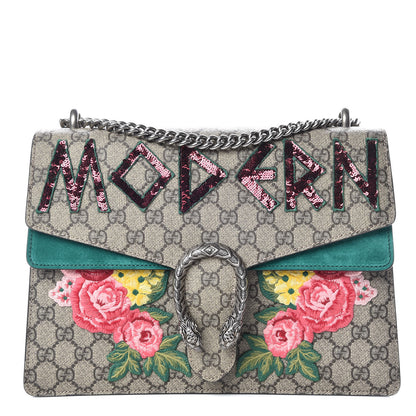 Gucci GG Supreme Monogram Embroidered Medium Dionysus Shoulder Bag Emerald 1 of 11