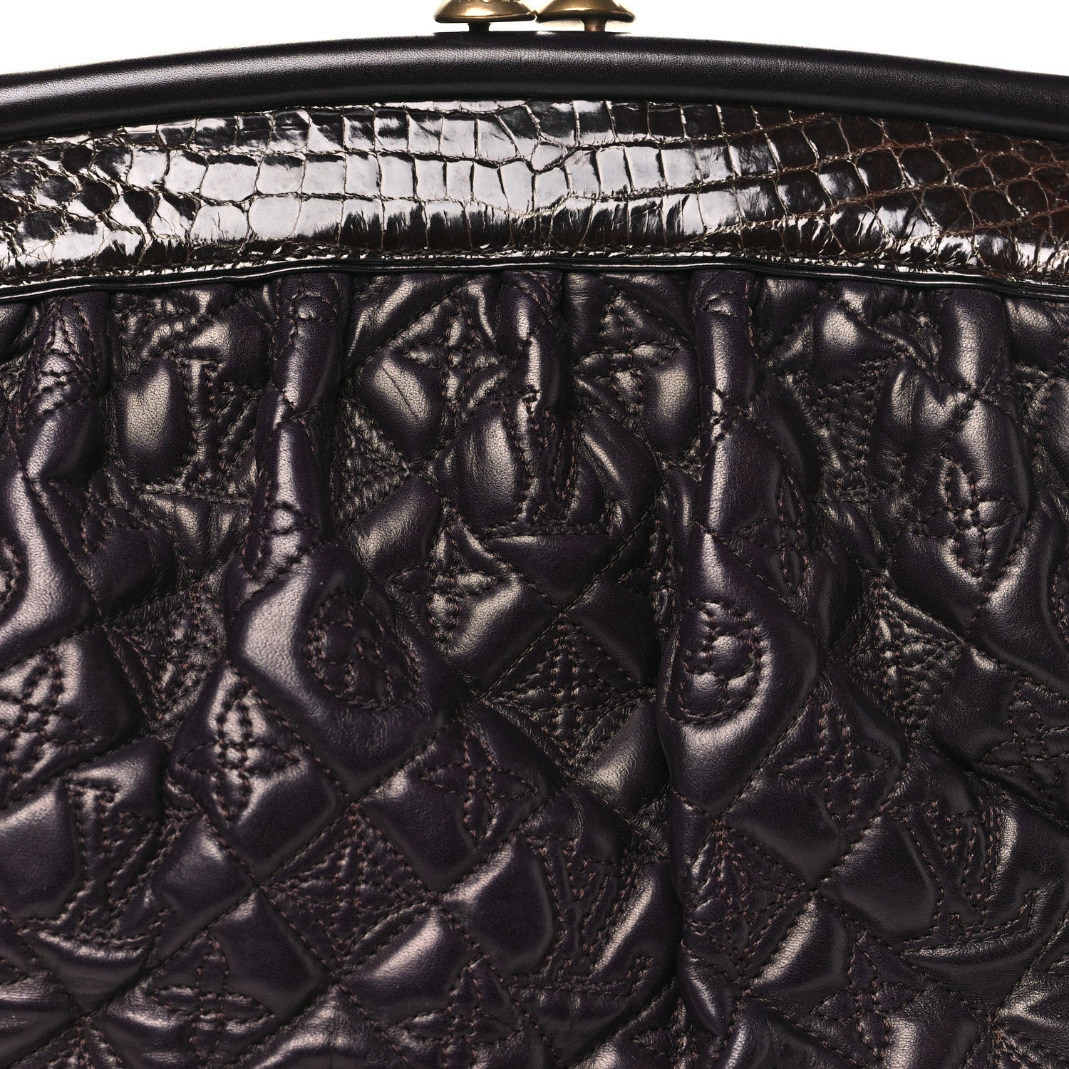 Louis Vuitton Monogram Vienna Alligator Sac Fermoir GM Aubergine 7 of 9