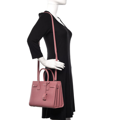 Saint Laurent Grained Calfskin Baby Sac De Jour Dark Rose 2 of 12