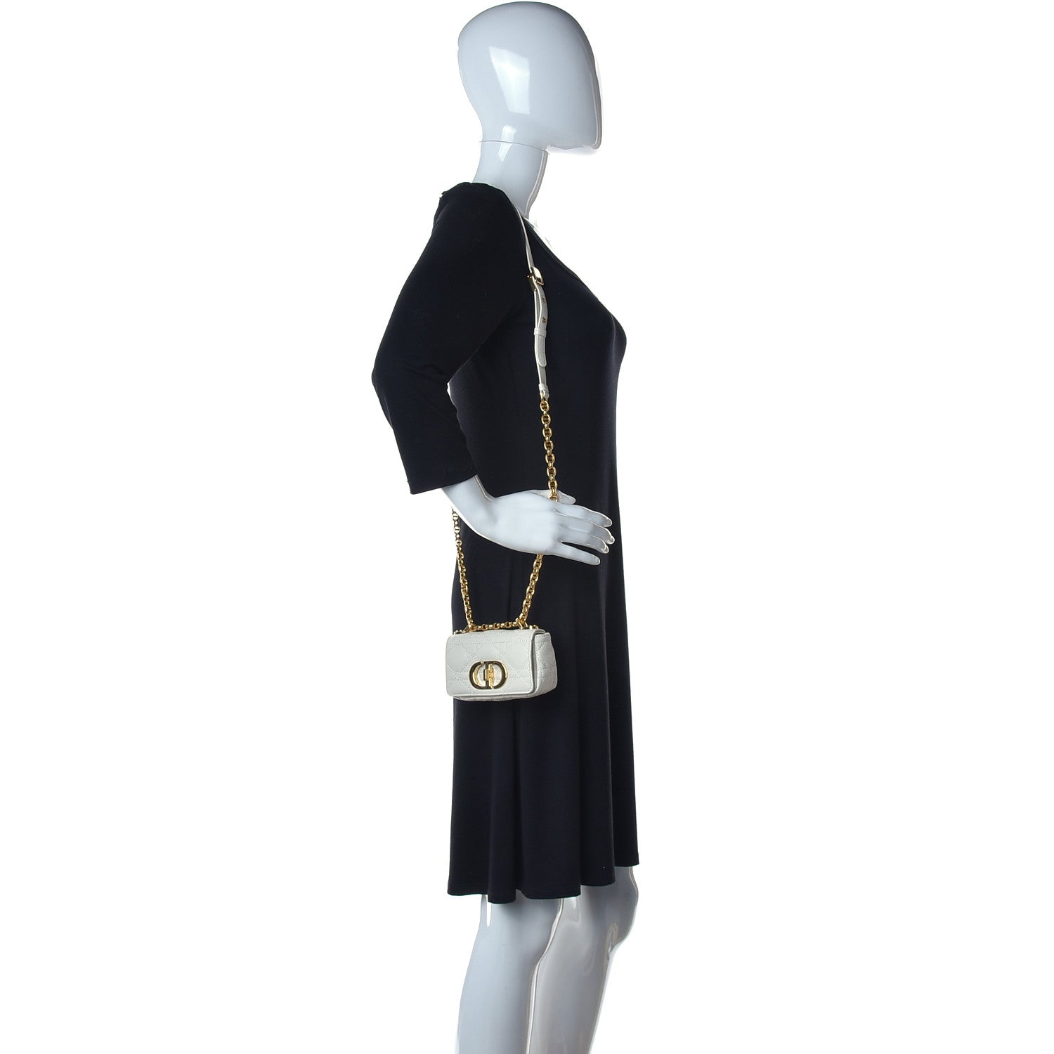 Christian Dior Supple Calfskin Cannage Micro Caro Bag Latte 2 of 10