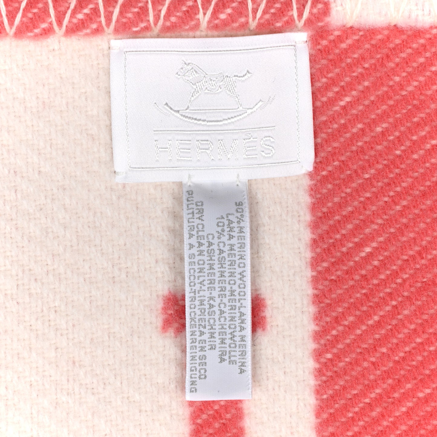 Wool Cashmere Avalon Baby Blanket Rose Airelle White