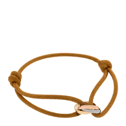 Cartier 18K Pink Yellow White Gold Trinity Cord Bracelet Brown 1 of 4