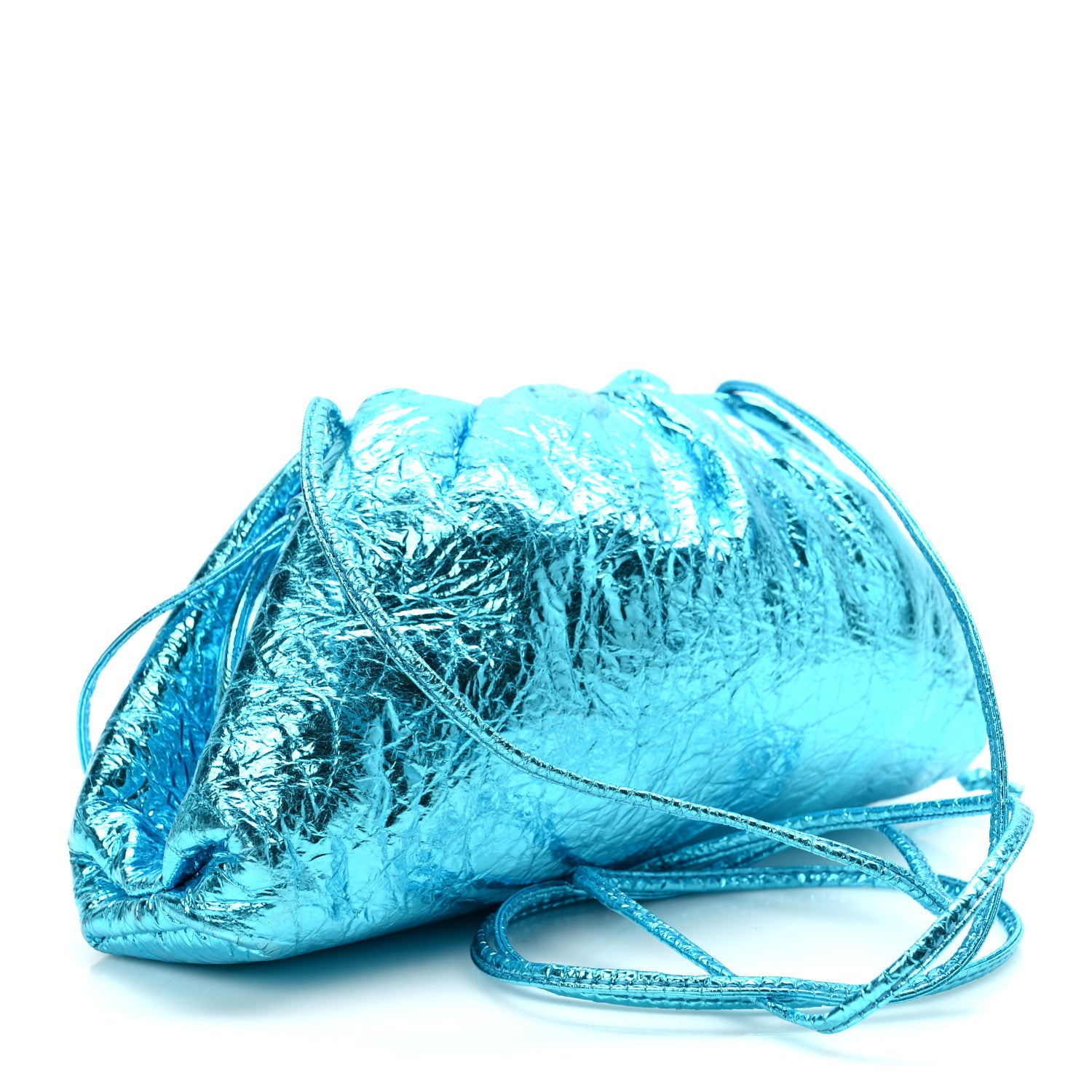Bottega Veneta Metallic Crushed Calfskin The Mini Pouch Sky Blue 3 of 9