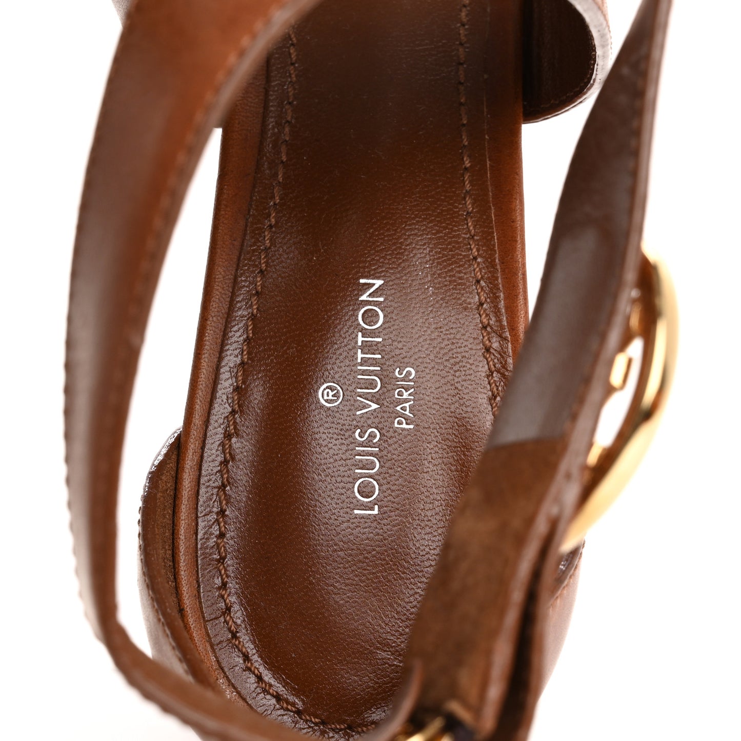 Calfskin Monogram Horizon Sandals 37.5 Cognac Brown