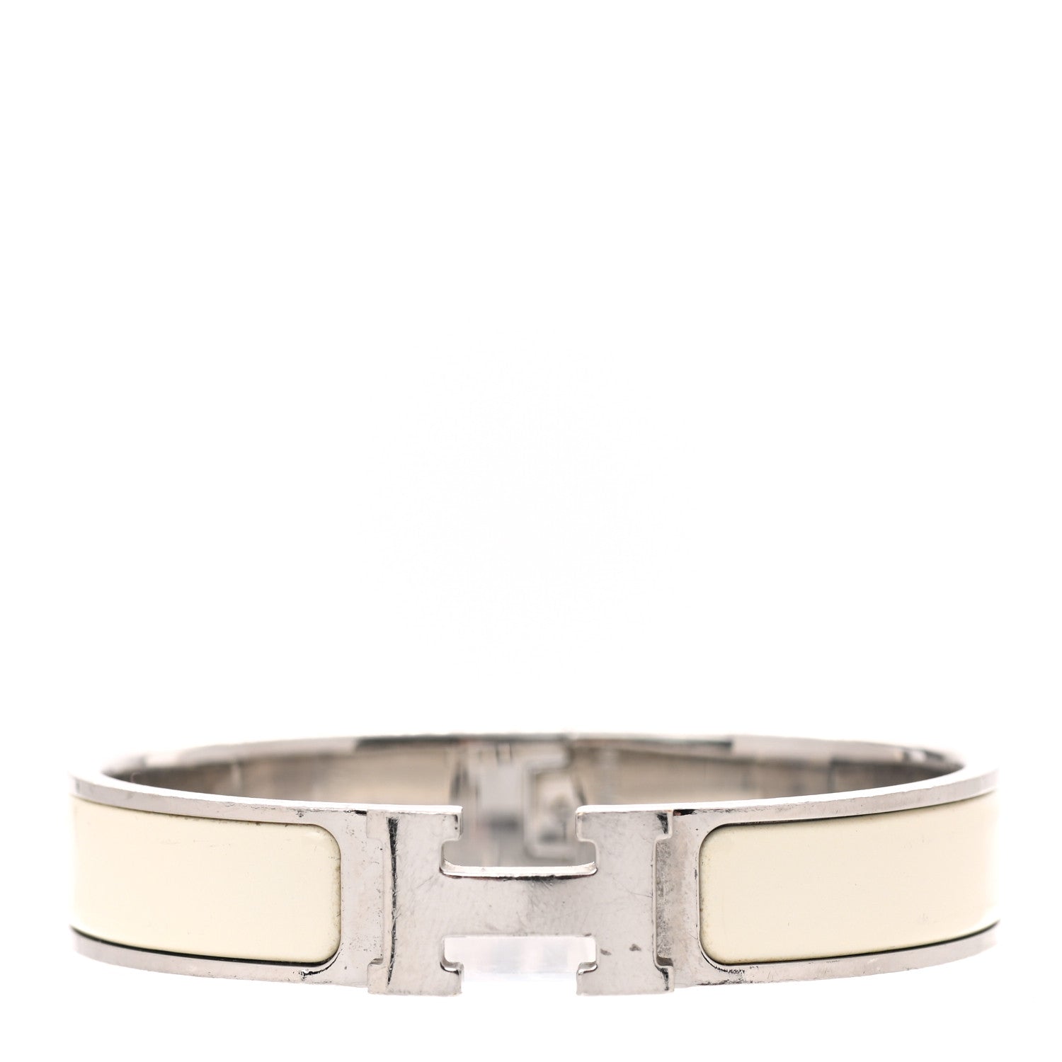 Hermes Enamel Narrow Clic Clac H Bracelet PM White 1 of 4