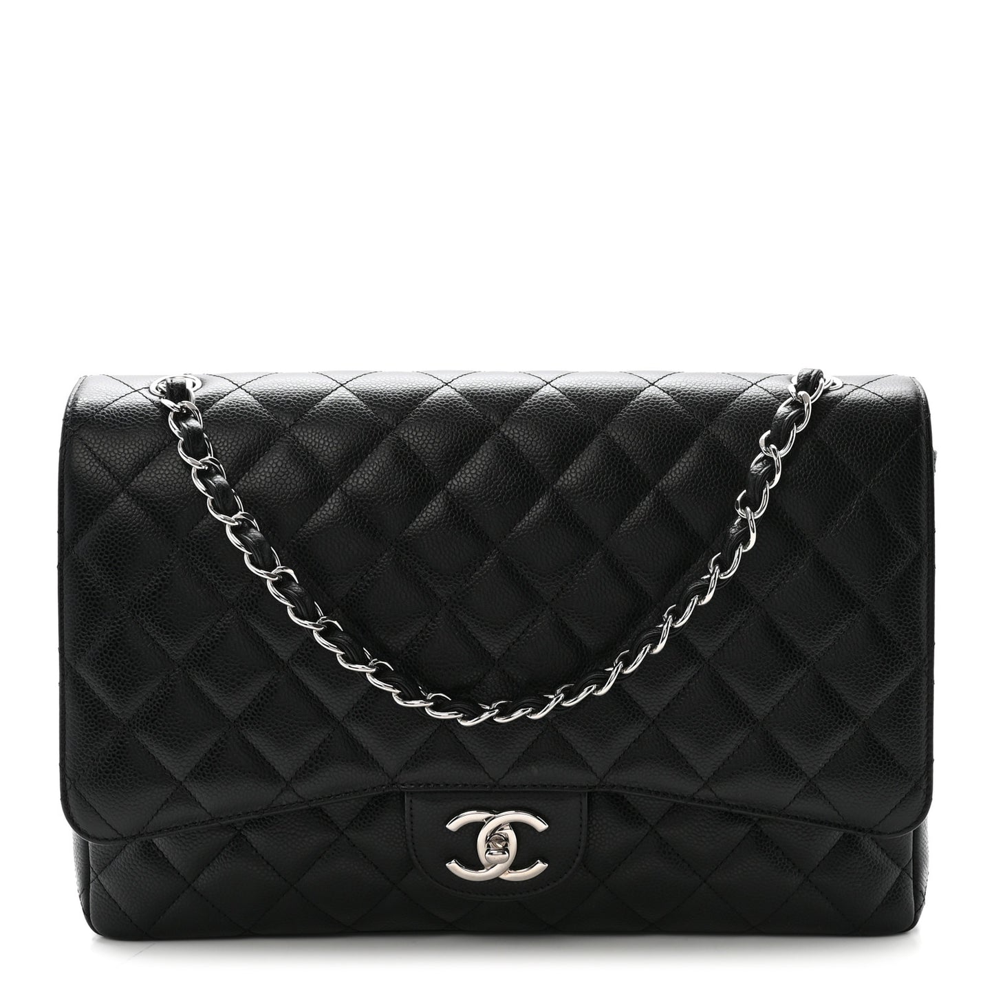 Caviar Quilted Maxi Double Flap Black