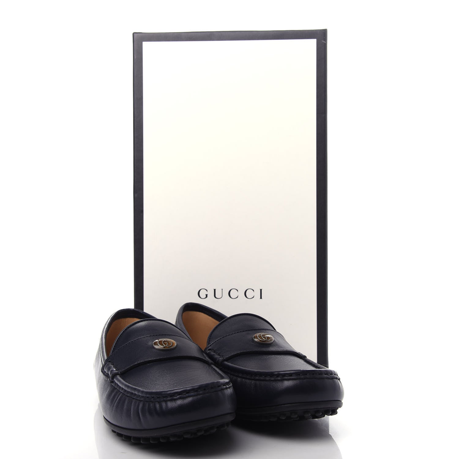 Gucci Nappa Mens GG Driver Loafers 7 Blue 13 of 13