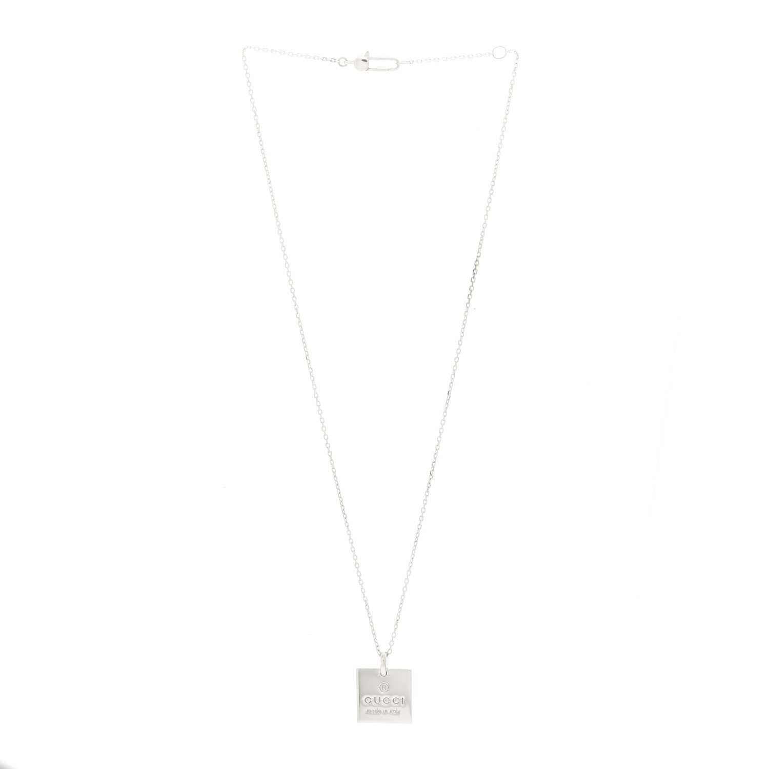Gucci Sterling Silver Trademark Logo Square Pendant Necklace 3 of 5