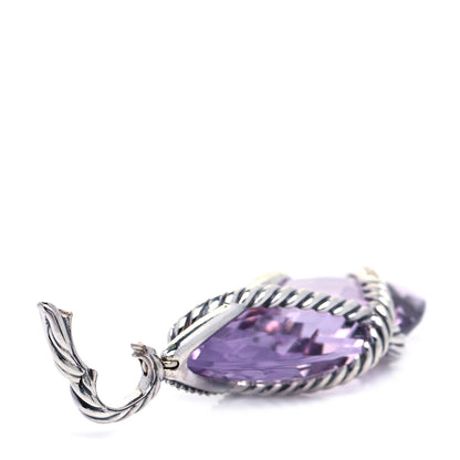 David Yurman Sterling Silver Diamond Amethyst Cable Wrap Pendant 3 of 5