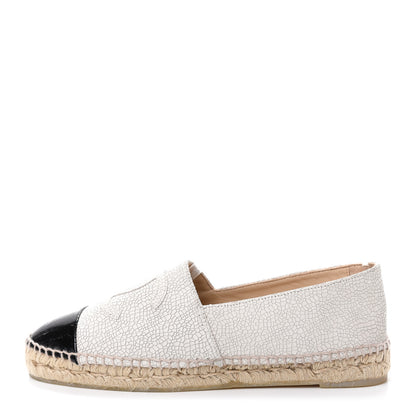 Chanel Crackled Calfskin Espadrilles 40 Beige Black 1 of 10