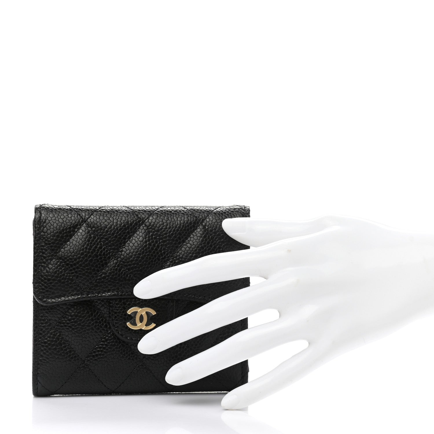 Chanel Caviar Quilted Compact Flap Wallet Black 2 of 8